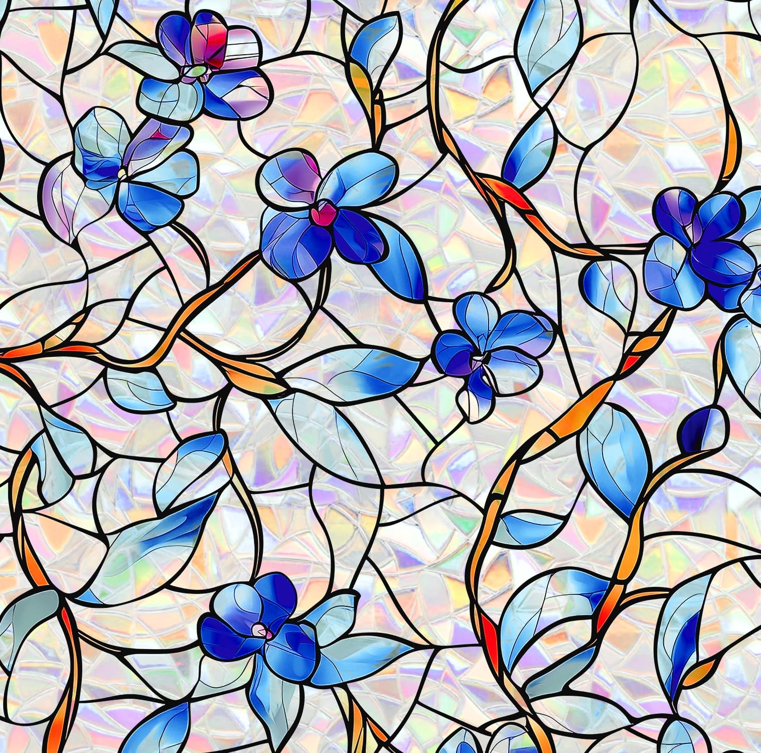 Window Privacy Film Stained Glass Decorative Static Clings Rainbow Window Tin…