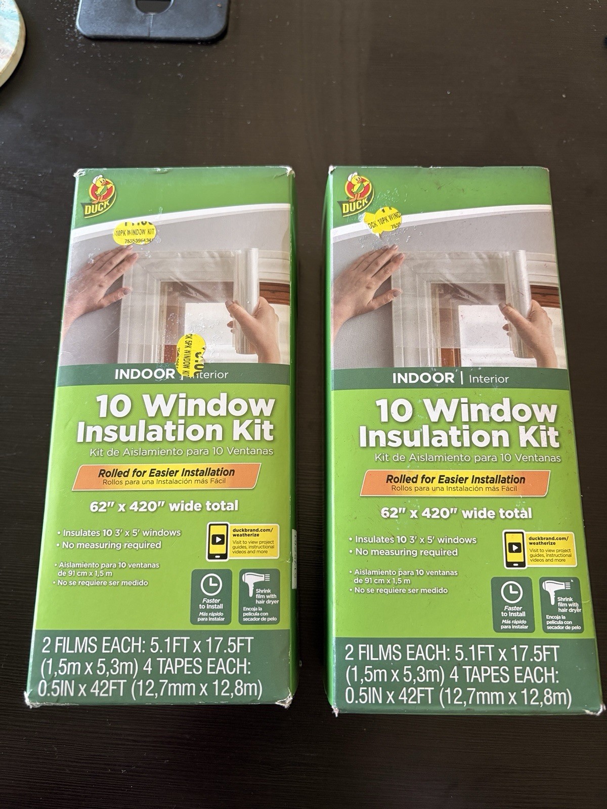 2 Box Lot – Duck Brand Indoor 62 inch x 420 inch 10 Window Insulation Kit NEW