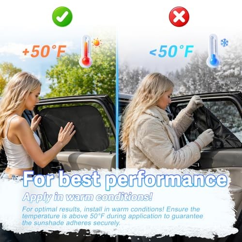 Static Cling Car Sun Shade for Side Window 4 Pack (9.84 x 7 in, 15.7 x 7 in)x2