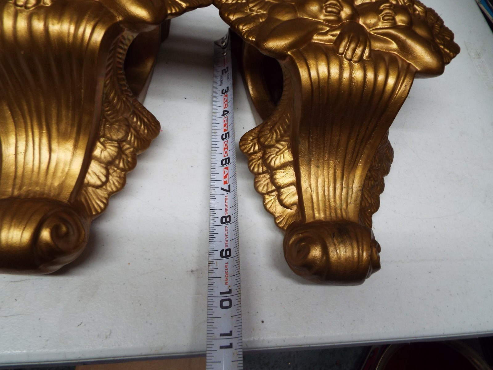 2 Vintage Ceramic Angel Cherub Drapery Curtain Rod Wall Hanging Sconces
