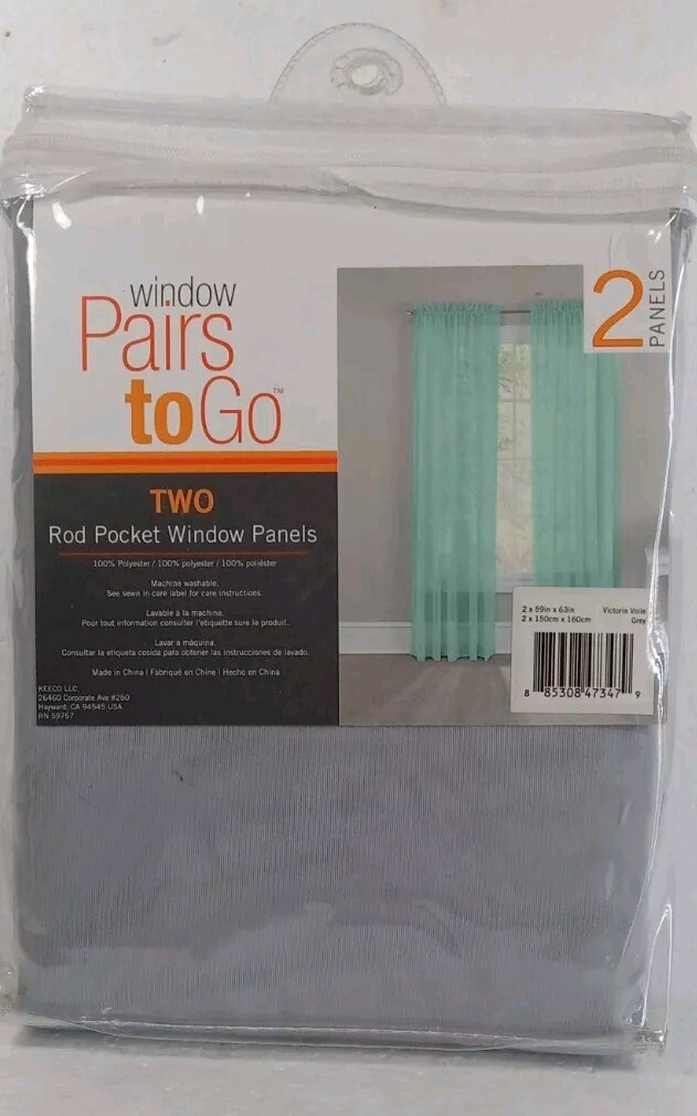 Window Pairs To Go 2 Rod Pocket Window Panels Victoria Voile Grey 59″ X 63″