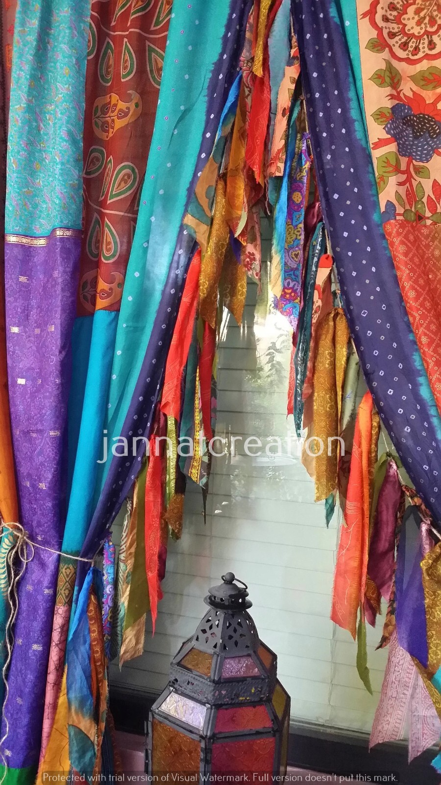 Gypsy Look Curtain Boho Silk Curtain Handmade Window Curtain Door Curtains