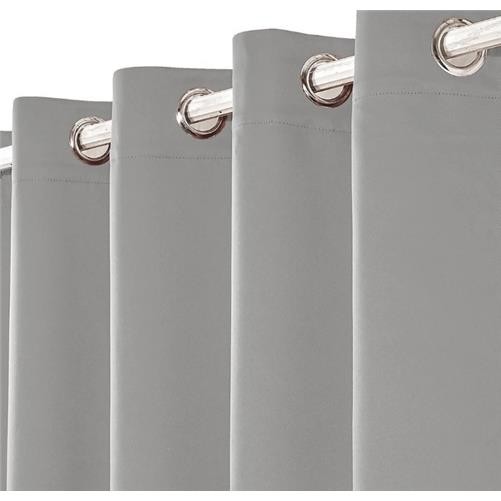 EYELET Ring Top Plain Thermal Silver BLACKOUT LINED Curtains with Tie Backs