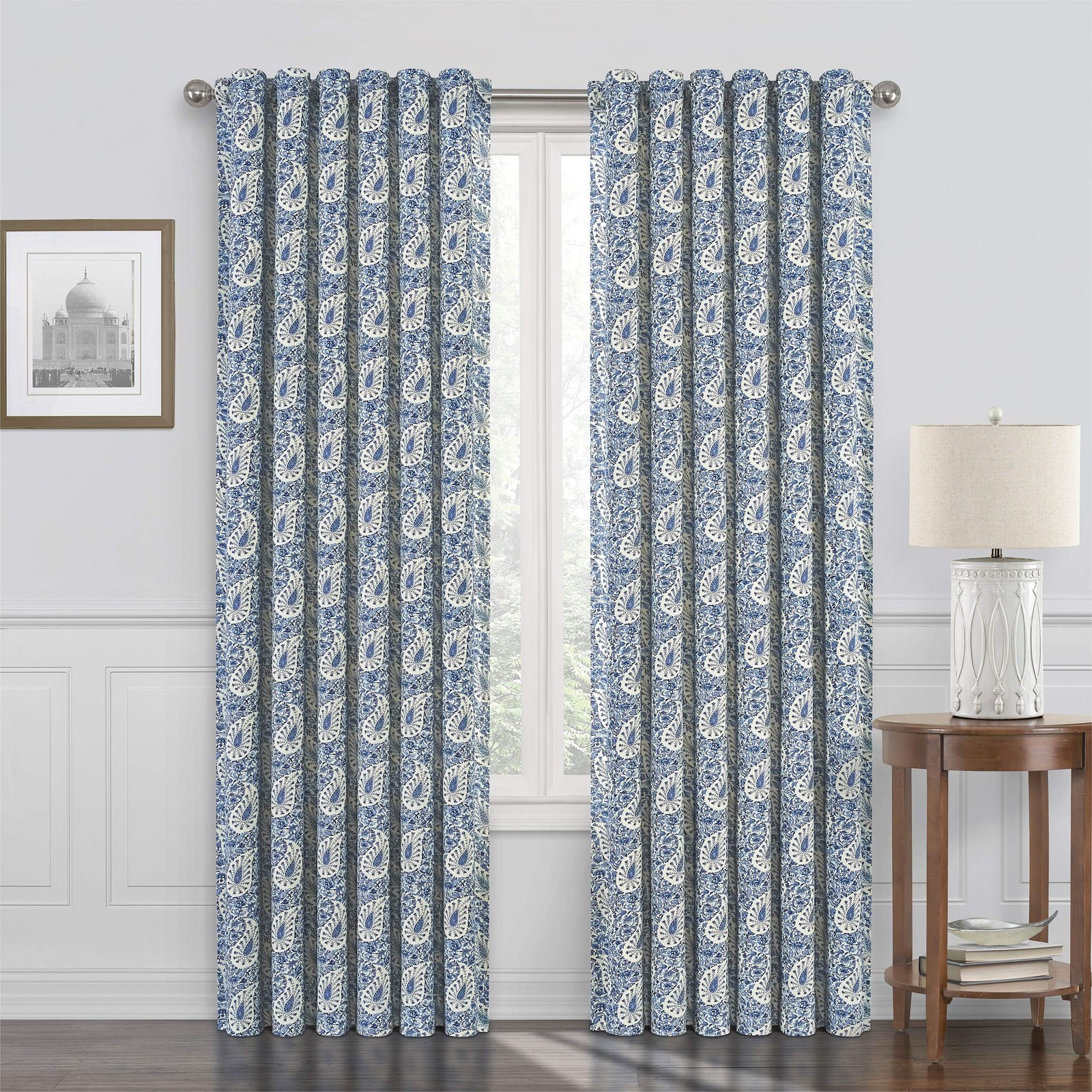 Paisley Verveine Modern Farmhouse Room Darkening Thermal Rod Pocket Window Cu…