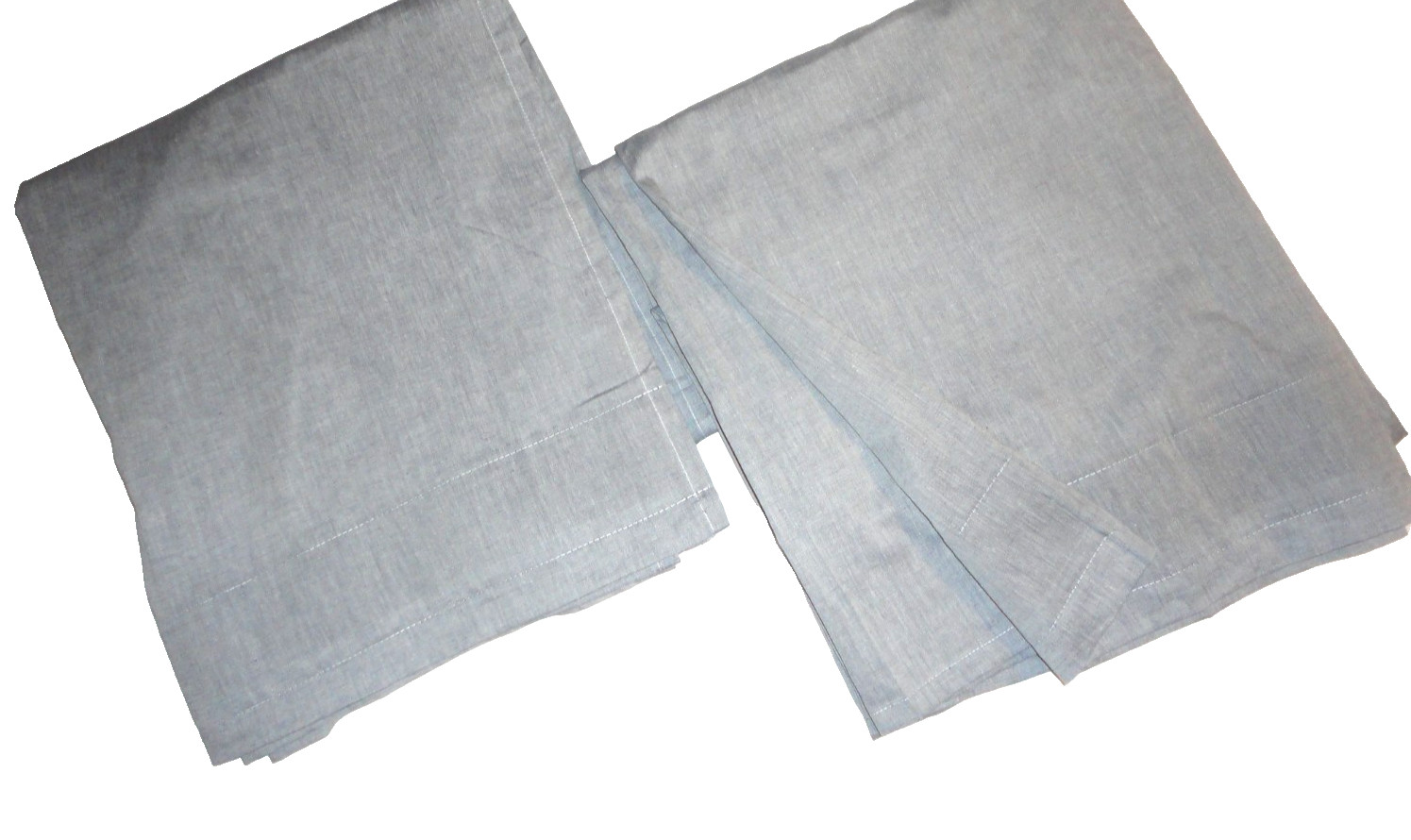 IKEA HANNALILL BLUE DENIM CHAMBRAY (2) UNLINED DRAPERY PANELS 57 X 98