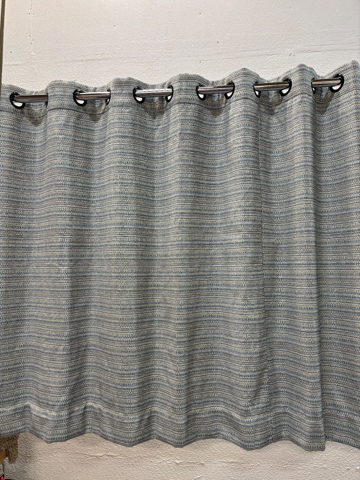 2 pannel Drapperies Multi Blue each pannel is 60″ wide X 50″ length off Gromment
