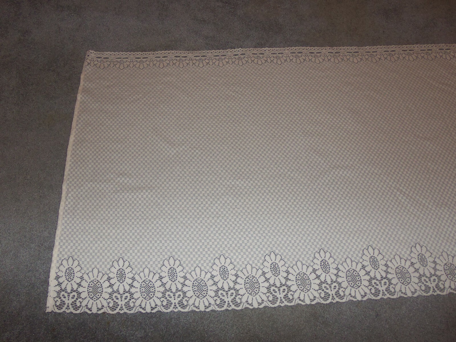 Lace Window Tier Ivory Checkerboard design 36”L x 60”W Factory Error