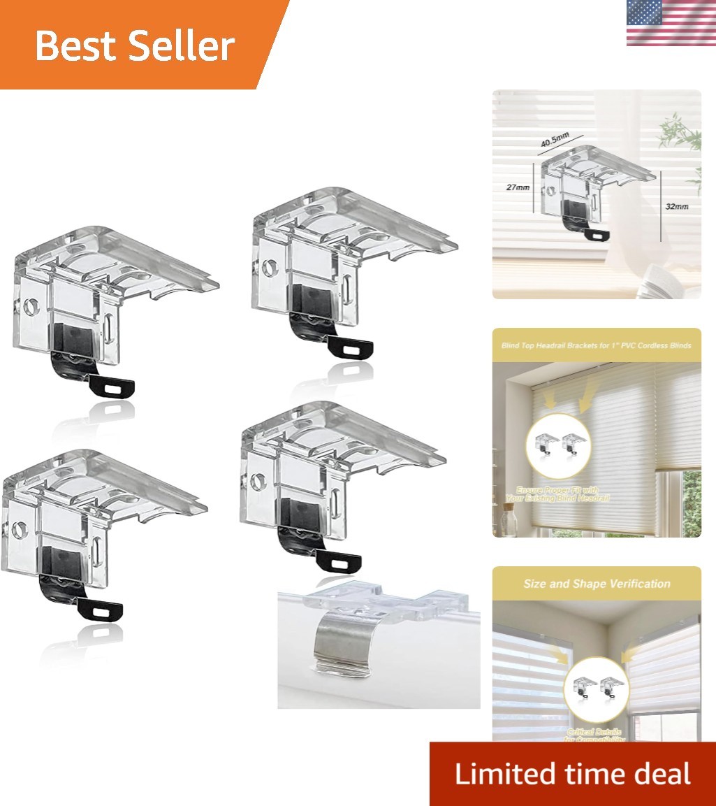 4 PCS Replacement Brackets for Cordless Blinds Metal Clip Mounting Bracket 1″…