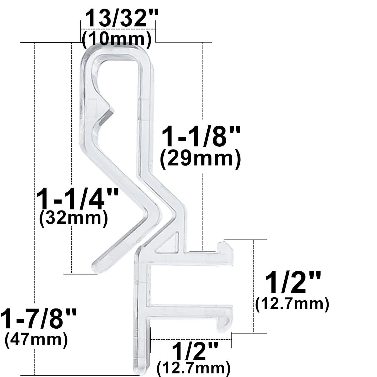 Hidden Channel Valance Clips 1-7/8inch 10pcs Clear Color for Faux and Real Wo…