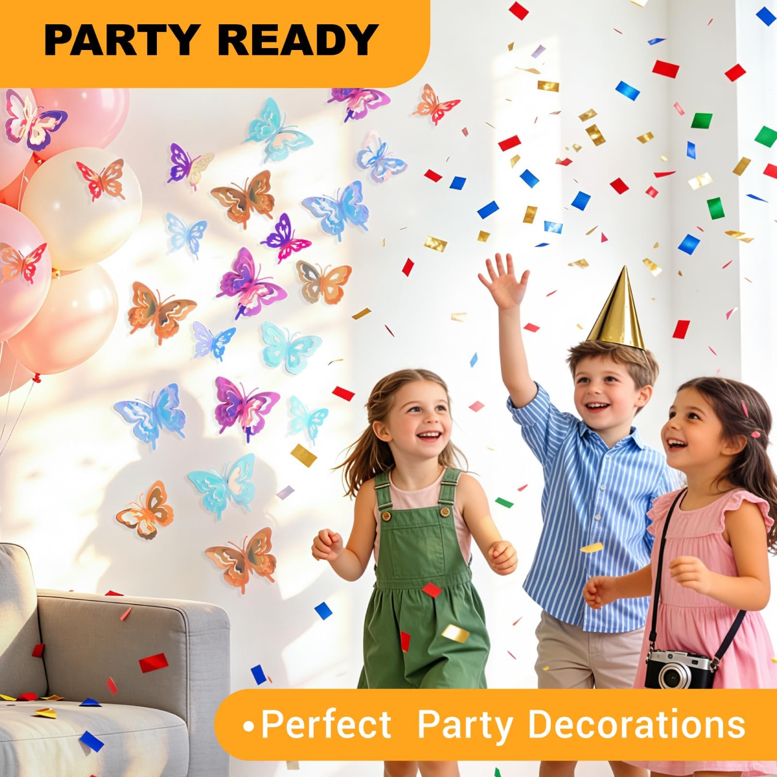 Glow in the Dark Holographic Butterfly Wall Decorations Luminous Color-Changi…