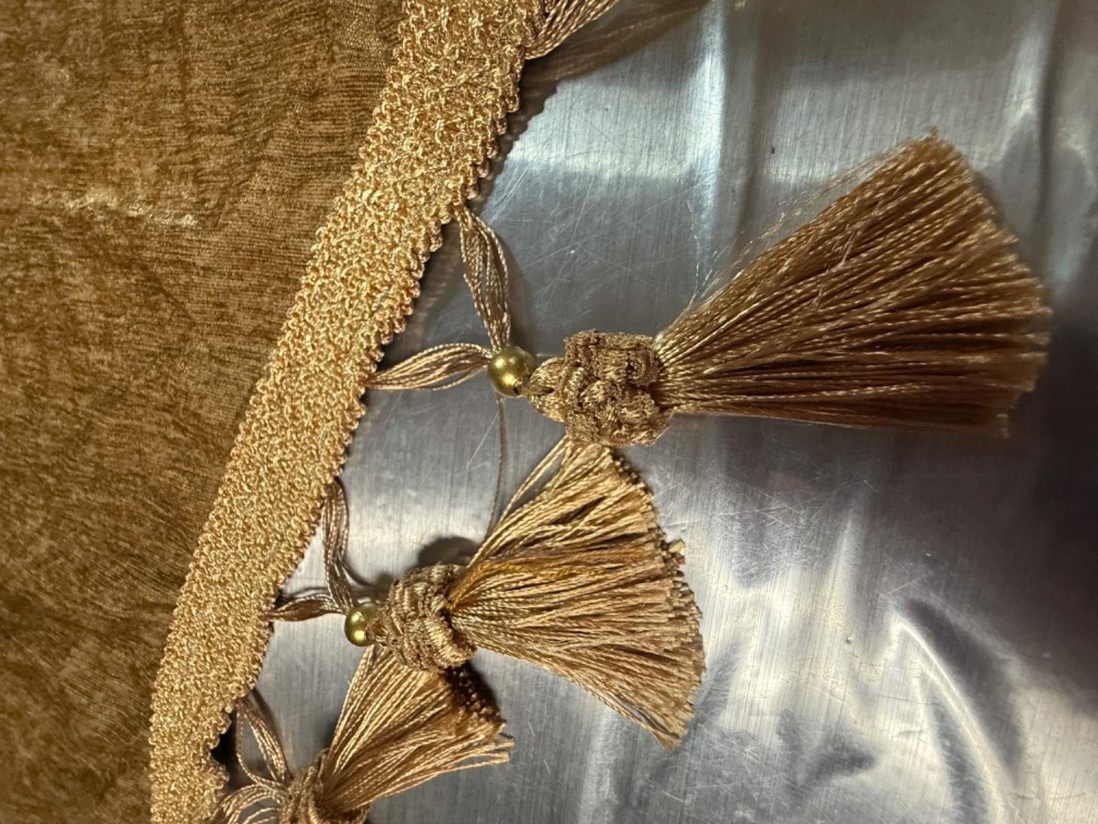 ELKCA Gold Double-Sided Chenille Window Curtains Tier for Kitchen Rod Pocket
