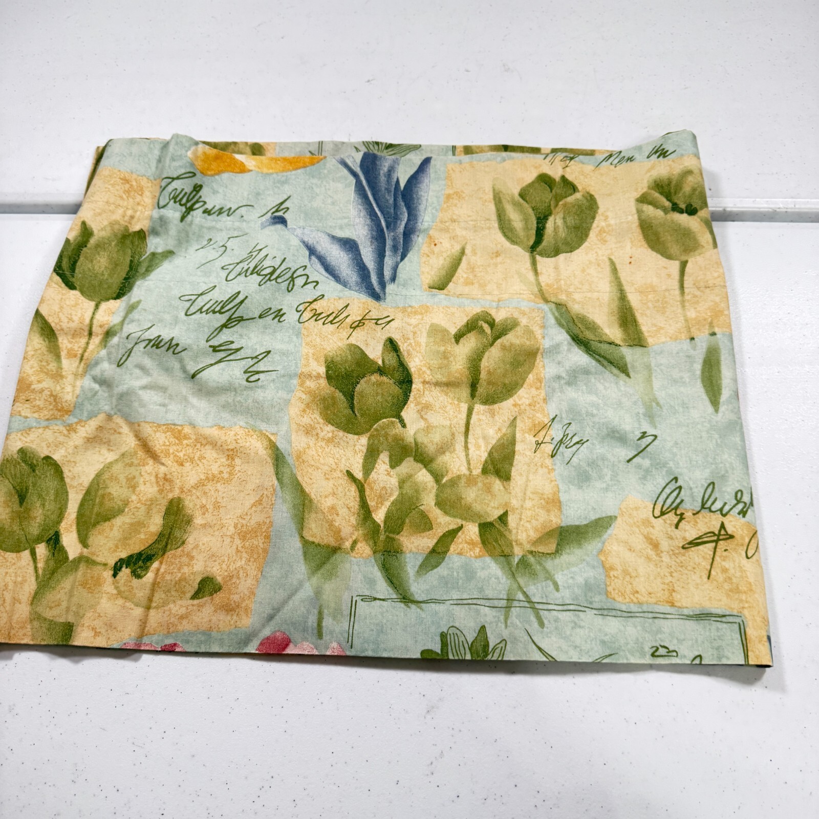 vintage croscill valance curtain green floral plants blend 17×87 usa y2k 90s