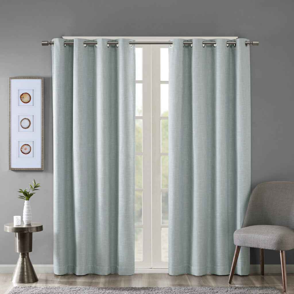 SunSmart Heathered Blackout Grommet Top Curtain Panel for Bedroom Living Room