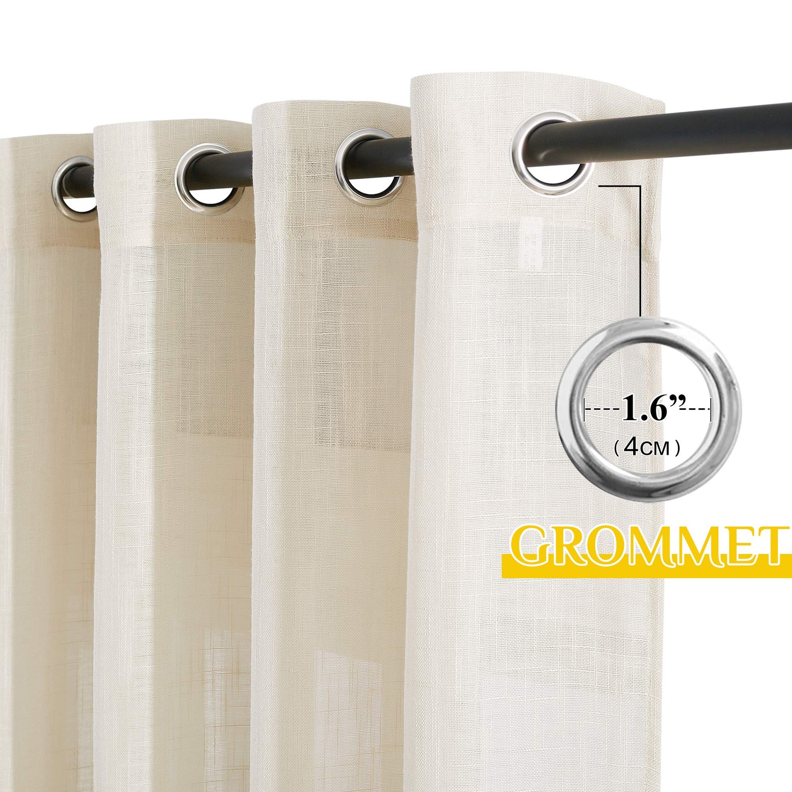 Linen Textured Sheer Curtains – Extra Wide Grommet Semi Voile Curtain Panel W…