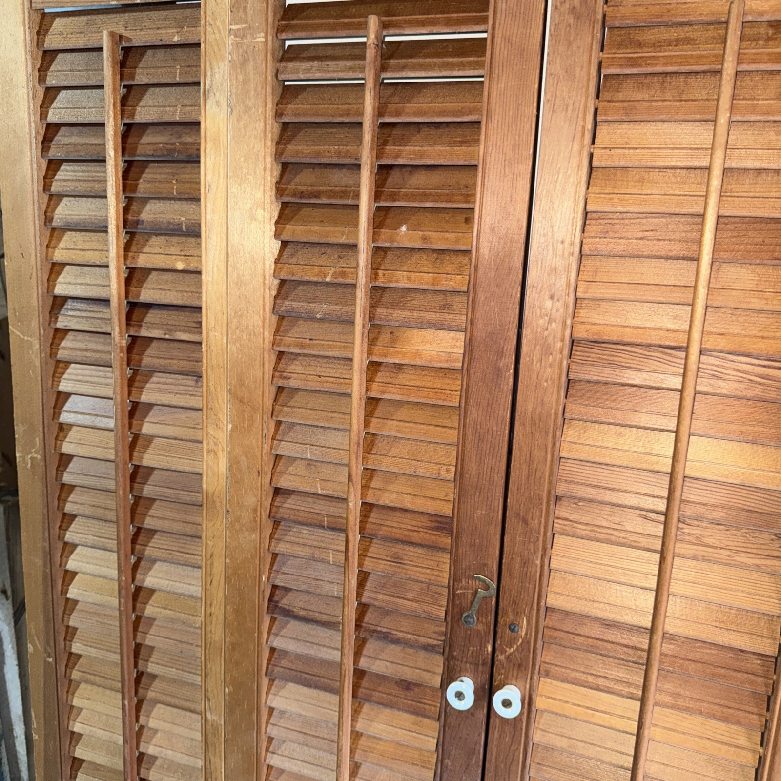 Tall louvered pine Shutters for interior use 31 1/2 x 36