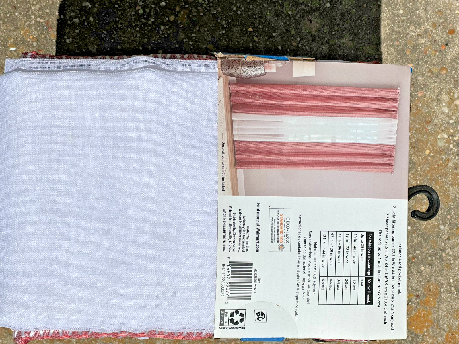 Mainstays 84 inch window set 4 pieces Rod pocket Red- India Inspired New