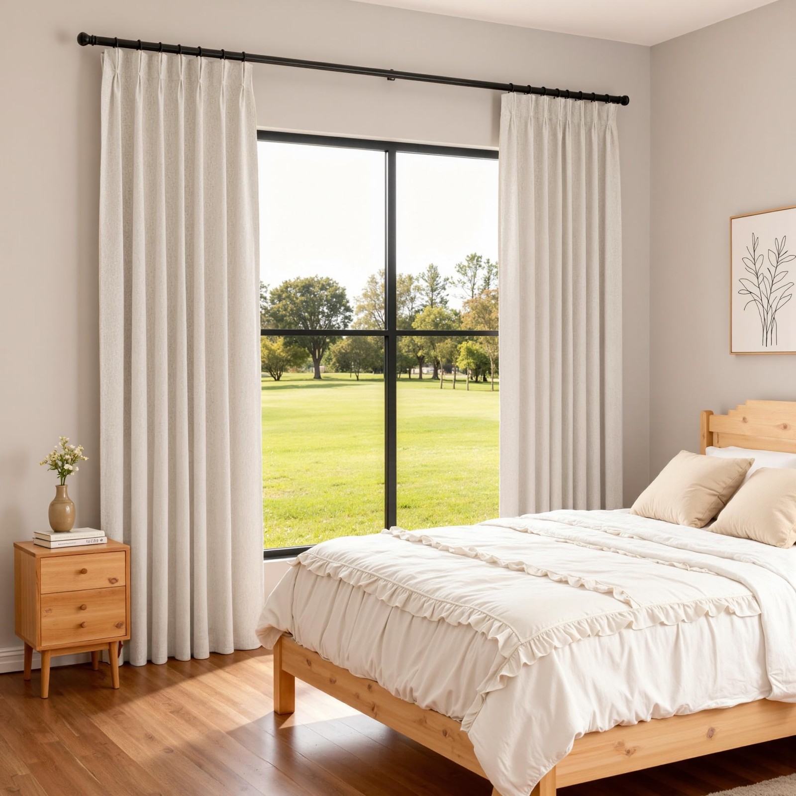 Linen Pinch Pleated Blackout Curtains 84 inches Long 100% Room Darkening for …