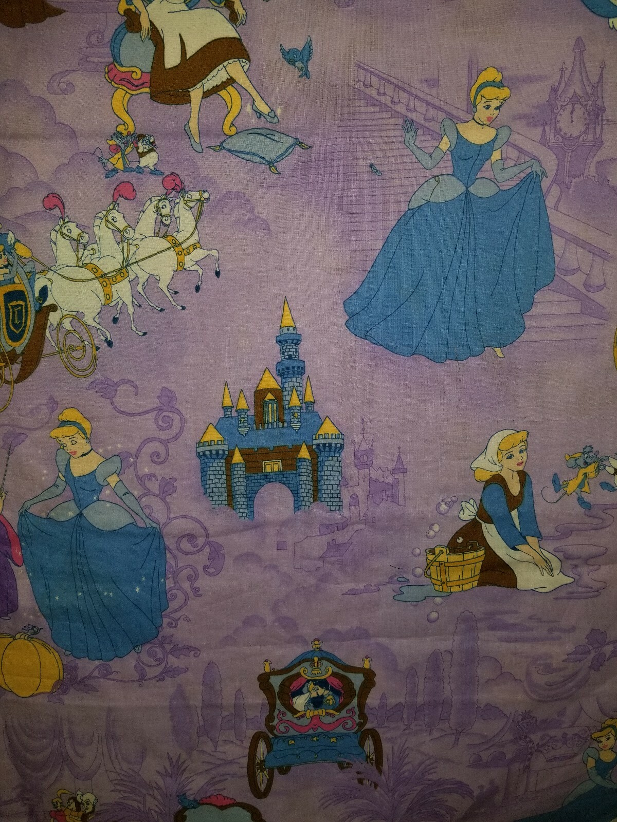 LINED WINDOW VALANCE CURTAIN 42X19 VINTAGE DISNEY PRINCESS CINDERELLA SCENES