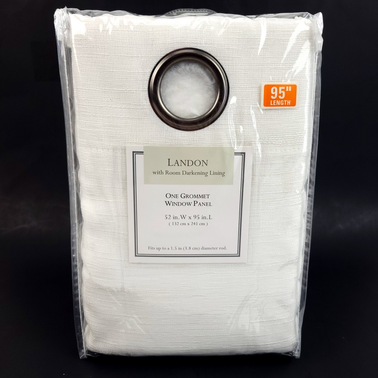 Kensington Landon w/ Darkening Lining One Grommet Window Panel 52×95″ White