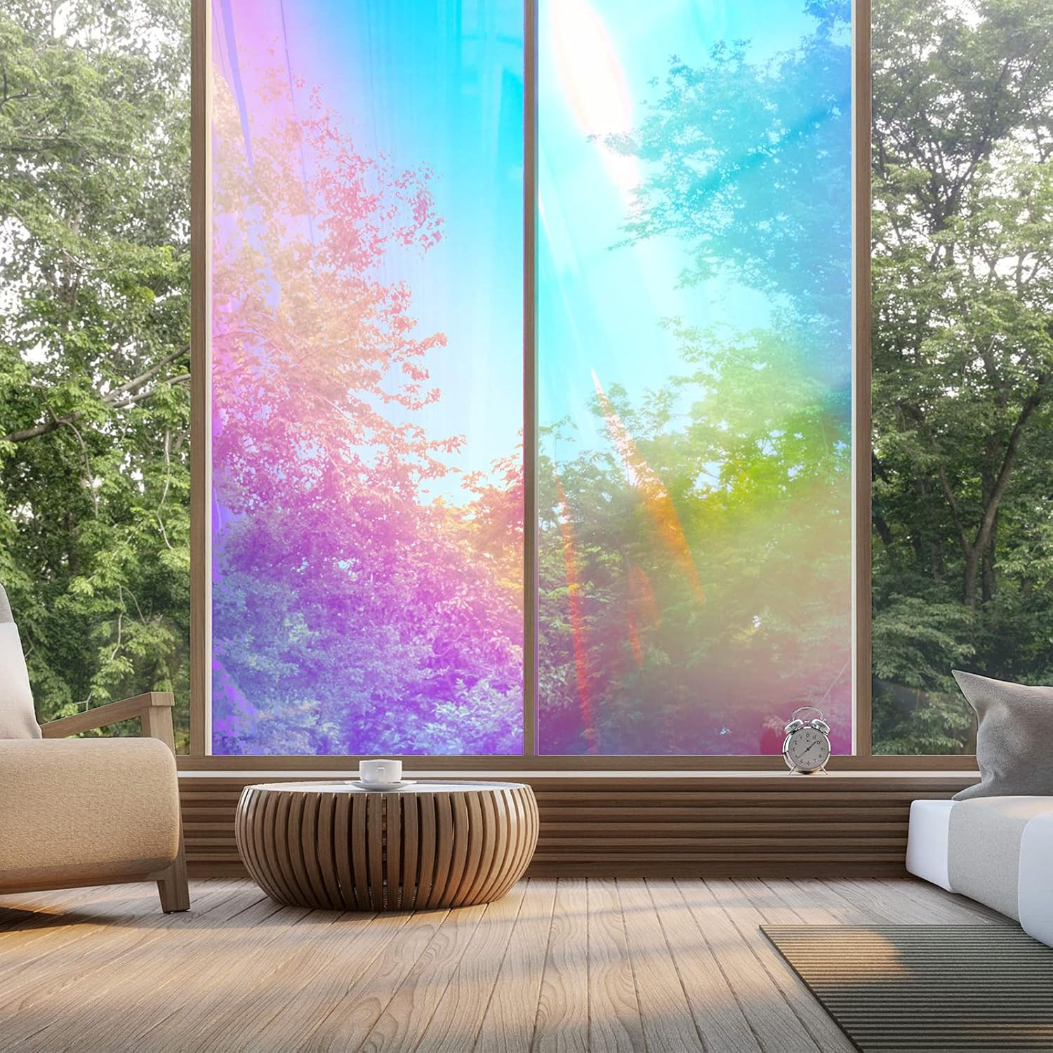 1 Sheet Iridescent Cellophane Wrap Roll Holographic Window Film 16 X 100 Inches