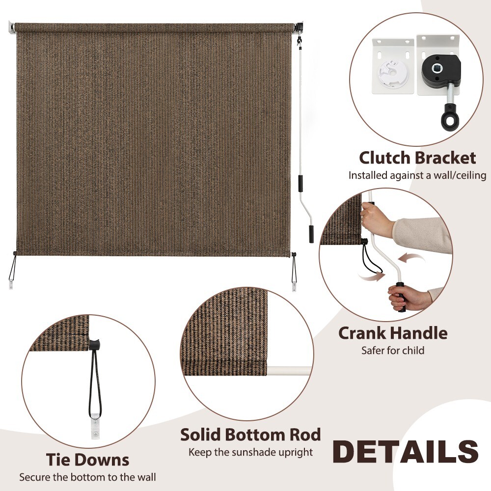 LUCKUP Outdoor Sunshade Roller Shades, Exterior Cordless Roll Up Shades Blinds