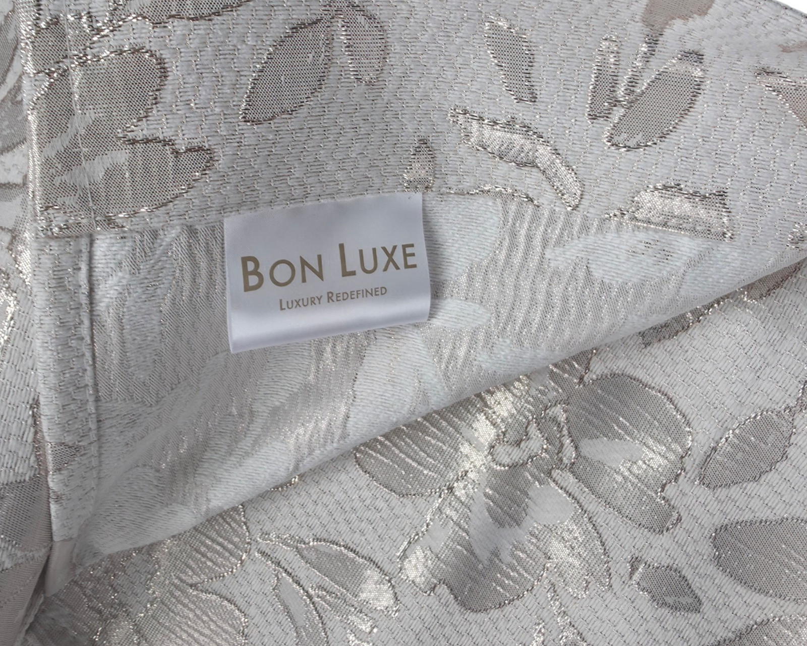 Bon Luxe Metallic Shimmer Floral Curtains Set Of 4 37×84 Cream Gold New