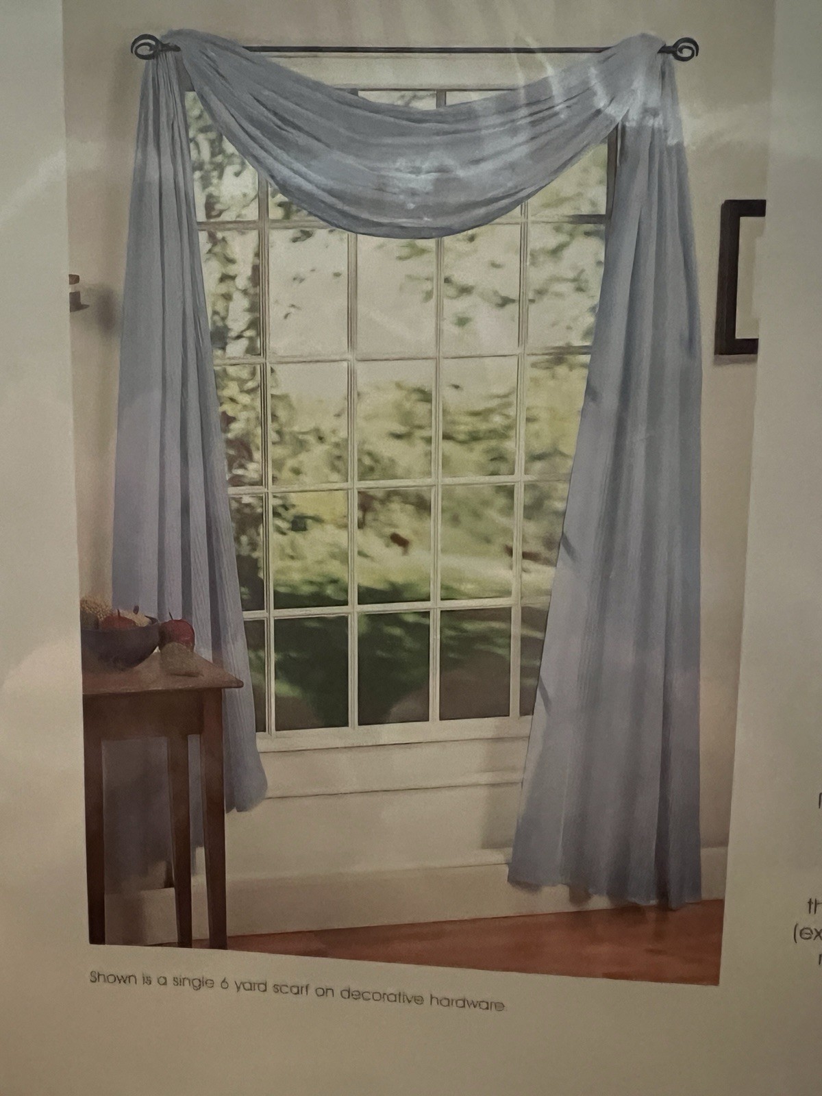 Blue Leno Stripe Window Scarf, 6 Yard. 44” X 216″, New Cotton/Polyester