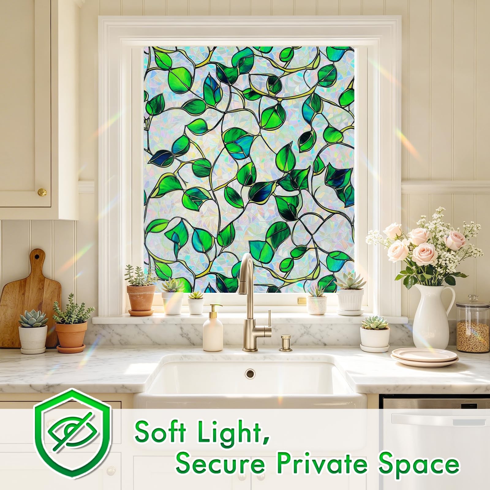 Rainbow Window Film Static Cling Privacy UV Block Heat Control Non Adhesive Glas