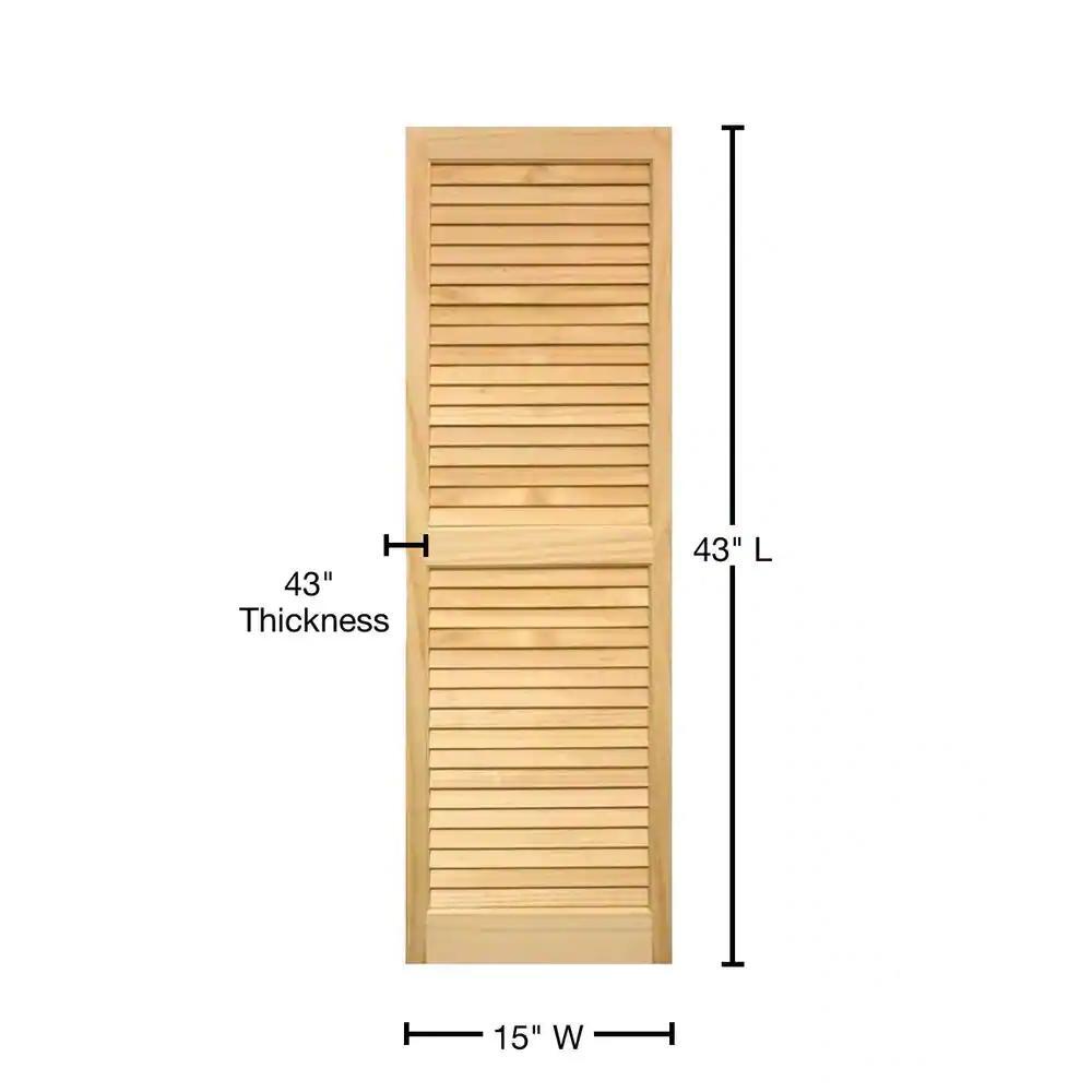 Pinecroft Exterior Louvered Shutters Pair 15 In. x 43 In. Rectangle Pine Frame