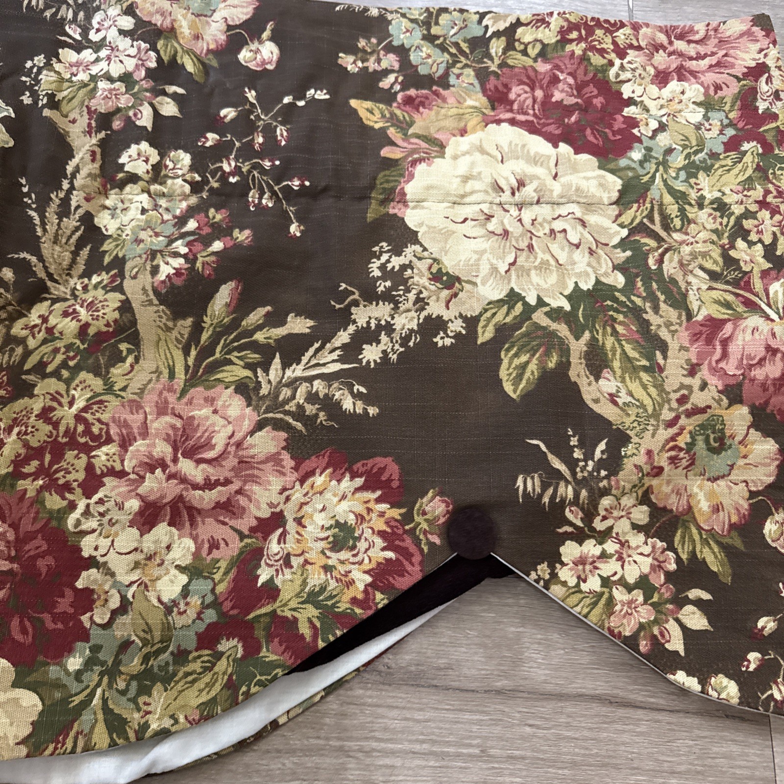 2 Custom Waverly Imperial Dress Antique Brown Valance 72″x17″ Floral Curtains