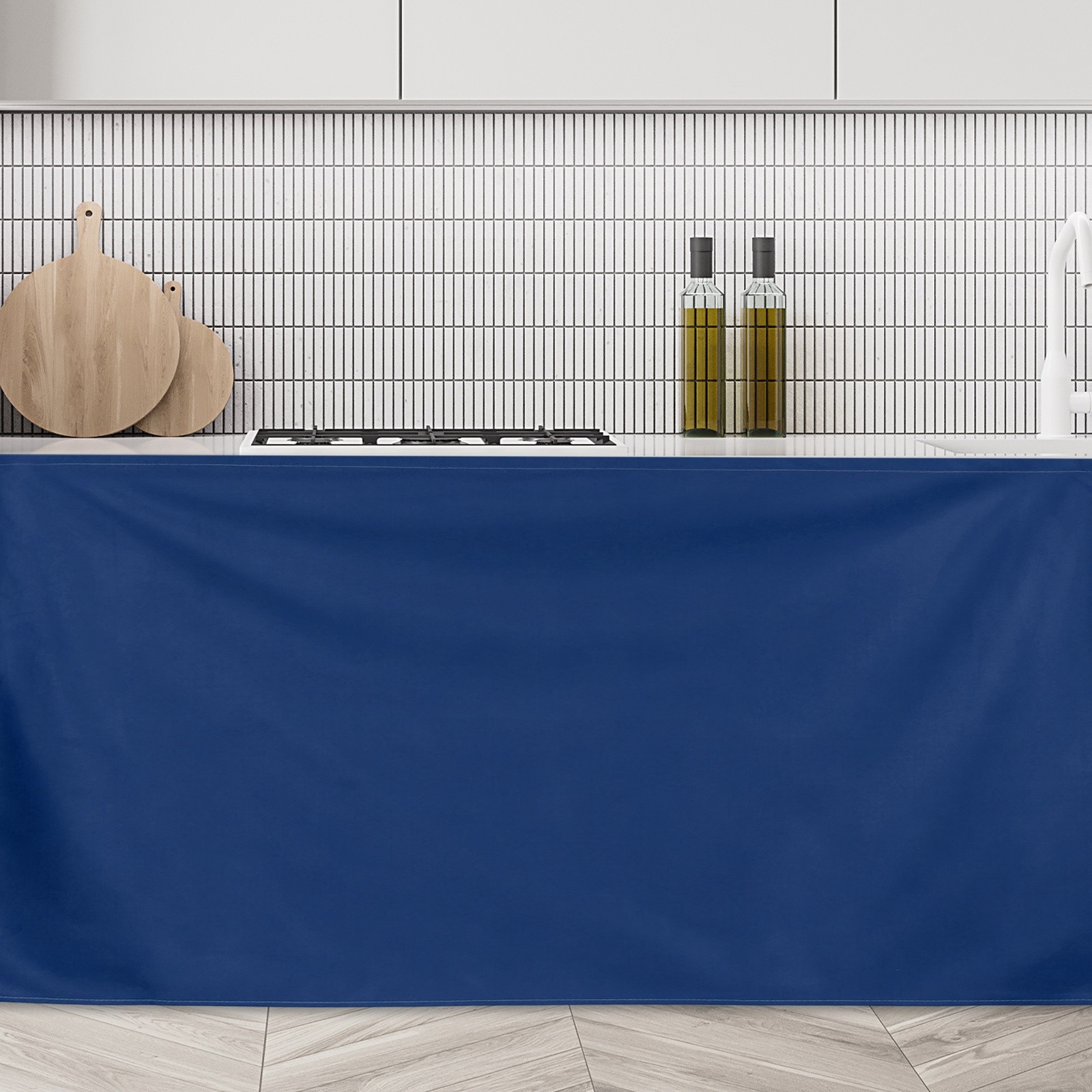 Cabinet Curtains, Dust Proof Kitchen Privacy Curtain (35.4″x27.6″, Dark Blue)
