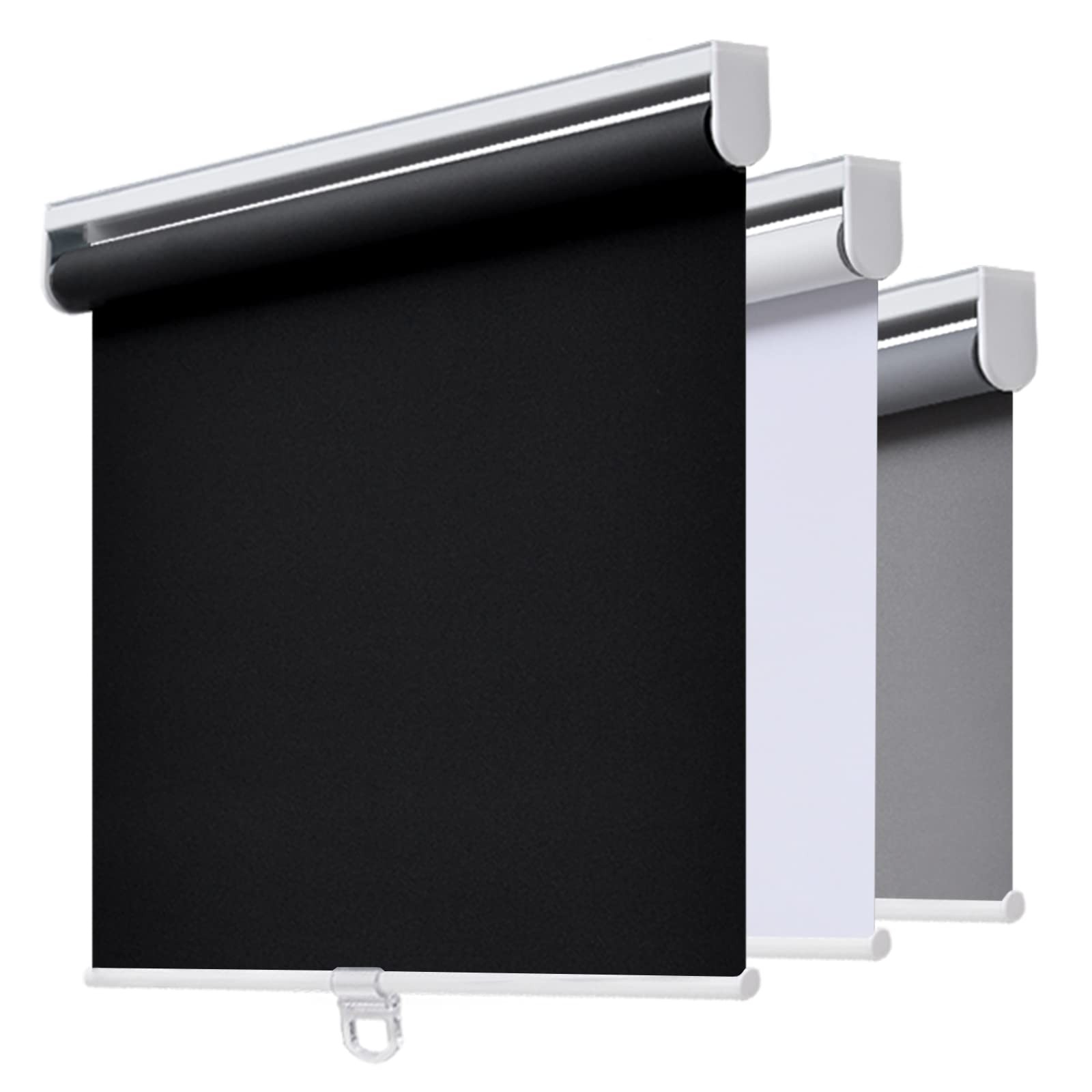 AOSKY Cordless Roller Shades Blackout Blinds for Windows 23″W x 72″H, Black