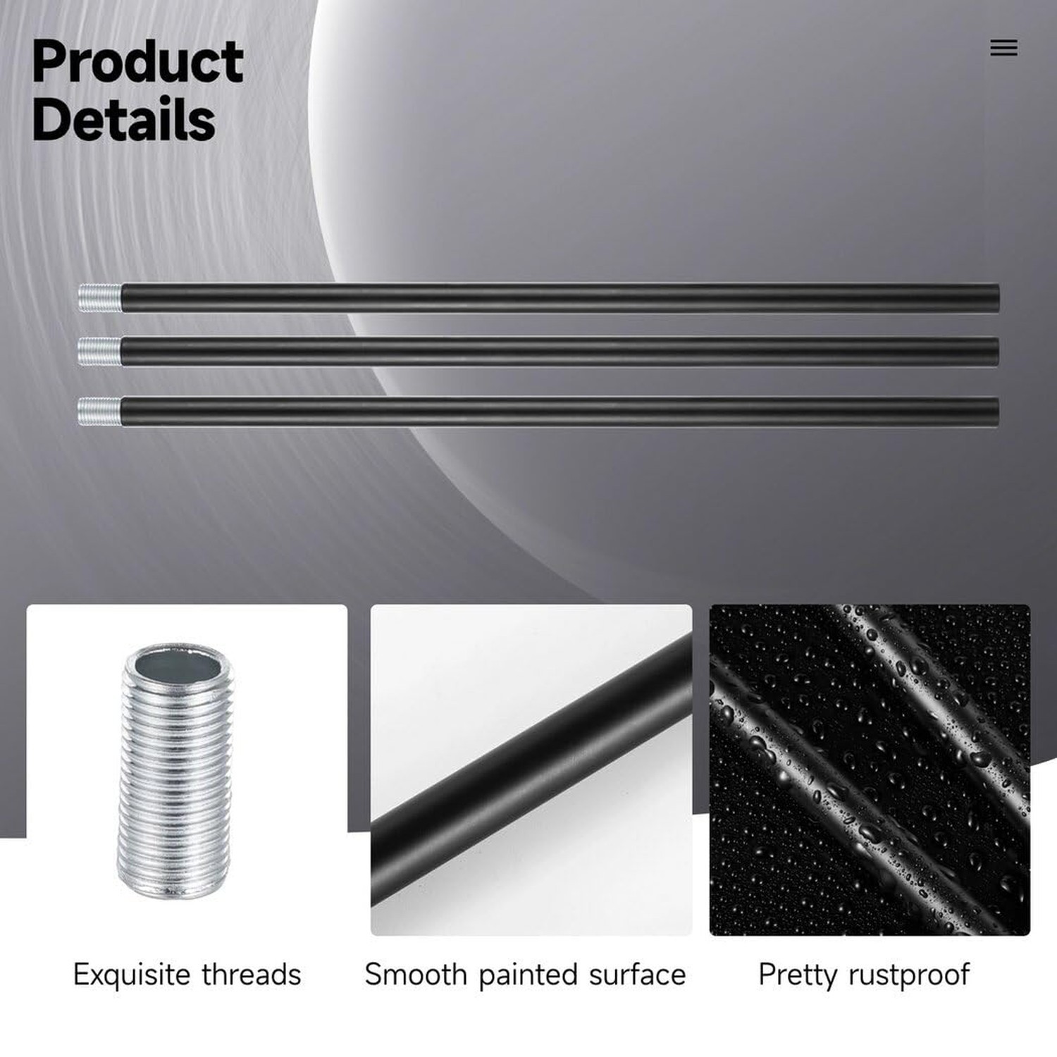 Lnrueg Matte Black M10 Threaded Extension Rod, 10 PCS 12 Inches Threaded Exte…