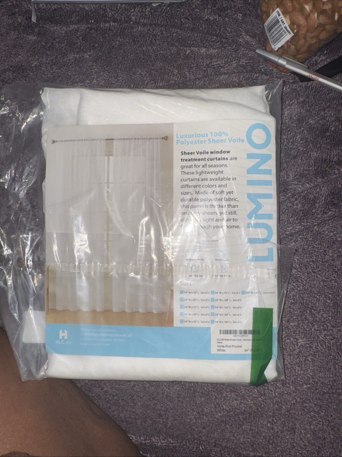 Set Of 2Lumino Luxurious 100% Polyester Sheer Voile White 54×54