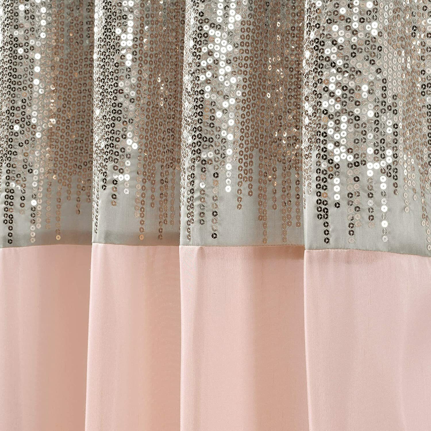 Set 2 Pink Gray Grey Sequin Striped Curtains Panels Drapes 84 in L Rod Pocket