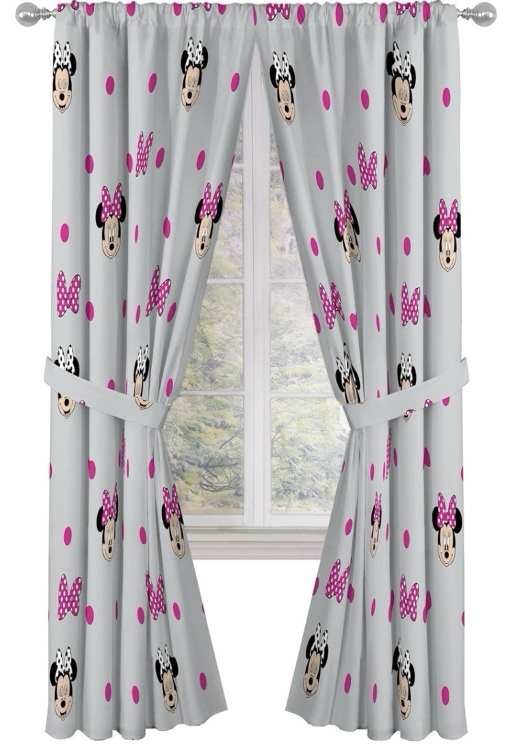 Jay Franco Black Out Curtains Grey – Minnie Mouse, 42″ W x 84″ L Pack of 2