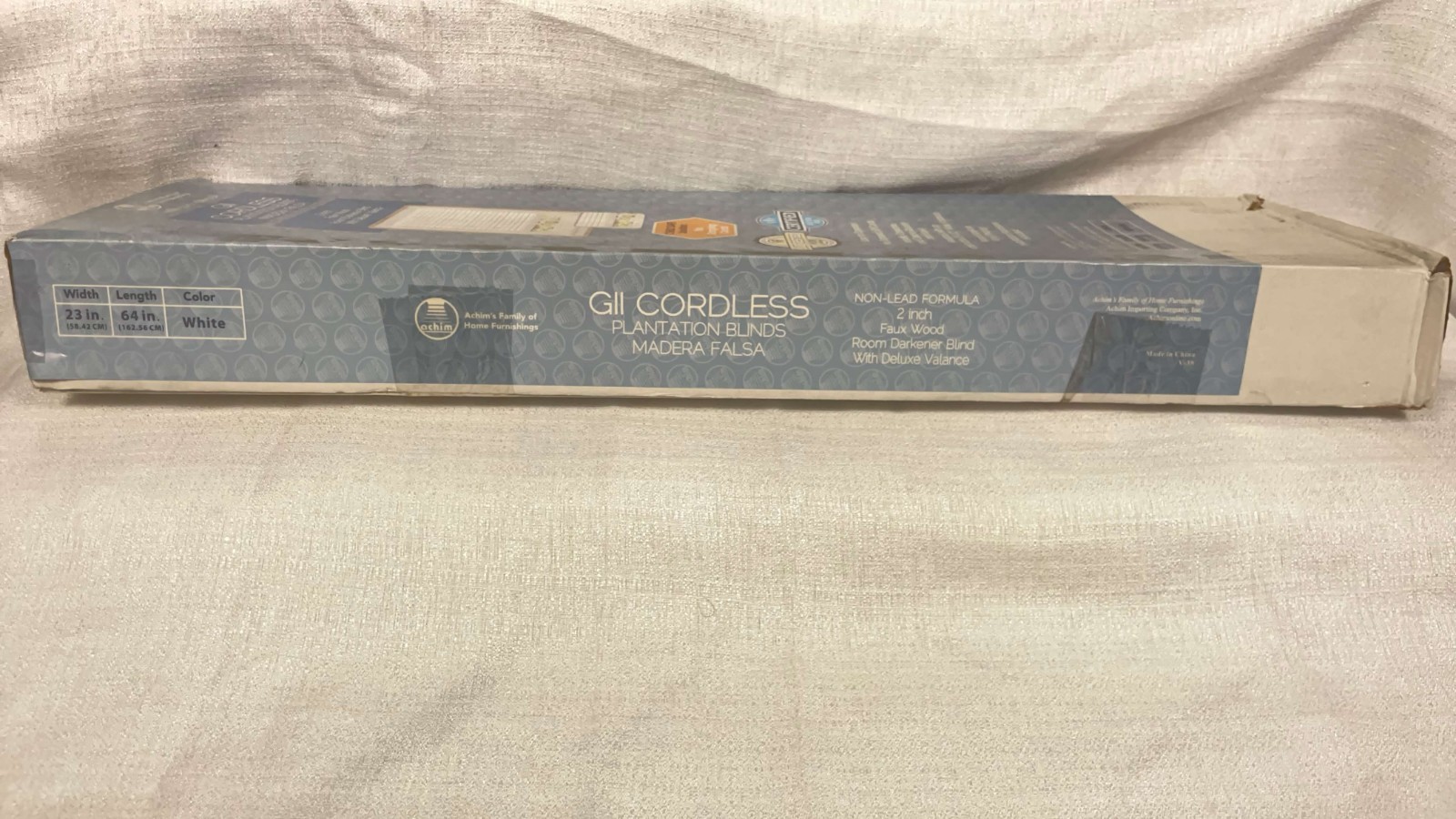 Cordless GII Madera Falsa 2″ Faux Wood Plantation Blind 23×64 – White