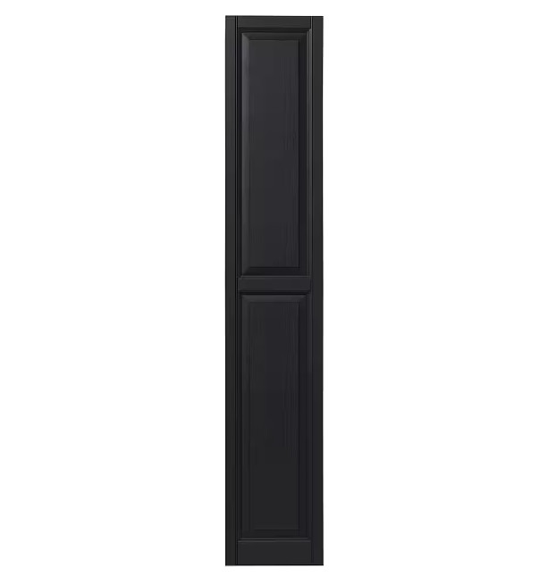 Ply Gem 15in x 75in Raised Panel Polypropylene Shutters Pair in Black Faux Wood
