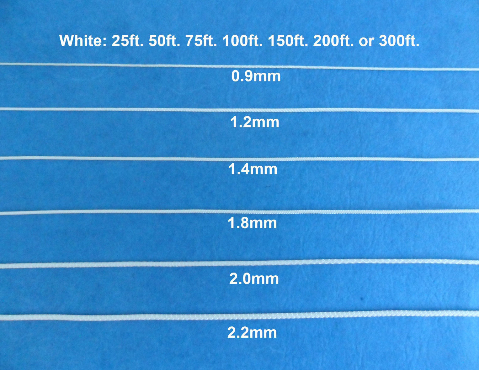0.9mm 1.2mm 1.4mm 1.8mm 2.0mm 2.2mm White Blinds Shade Lift Pull Cord String