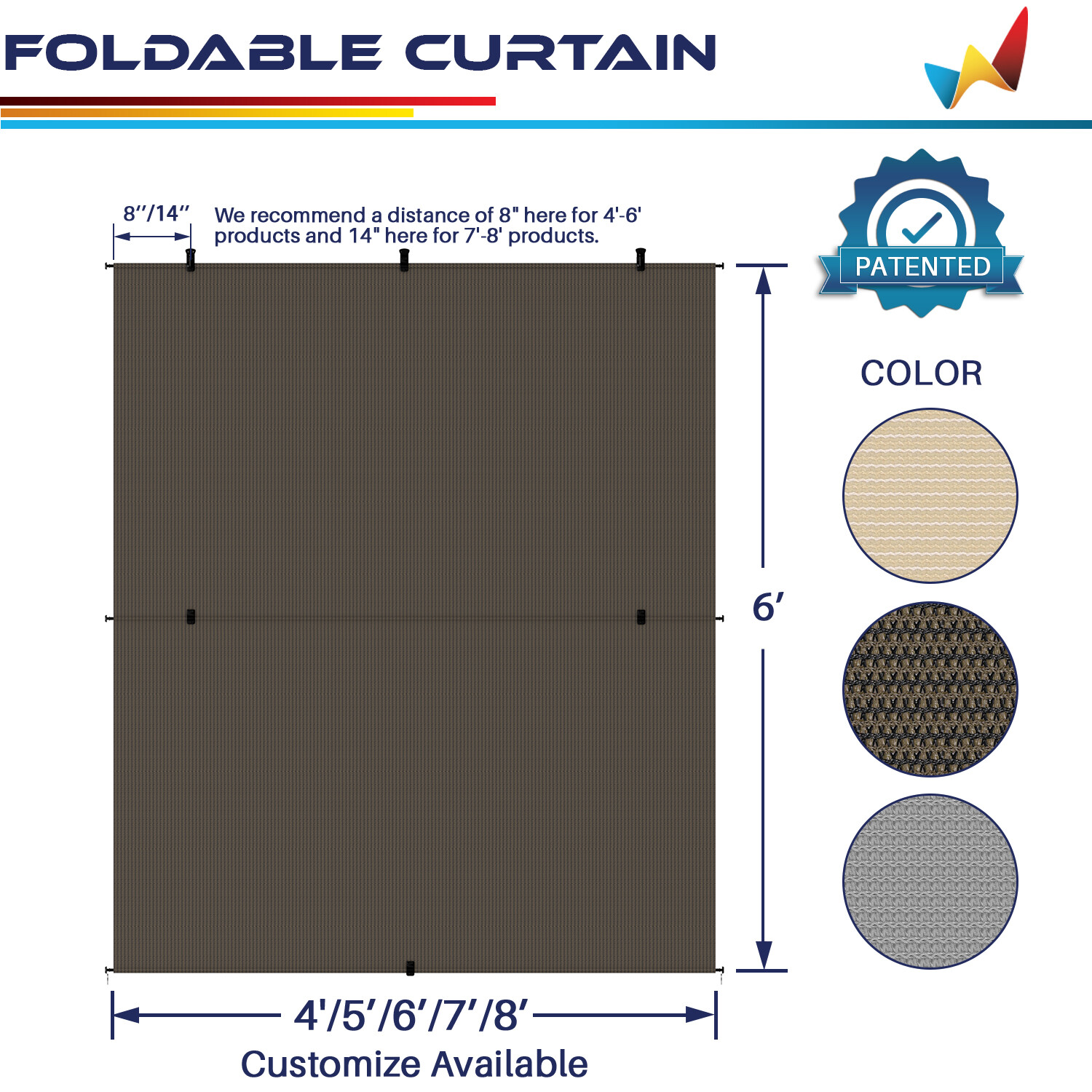 Customize Foldable Sunshade Curtain Roll up Shade Patio Porch Pergola Brown