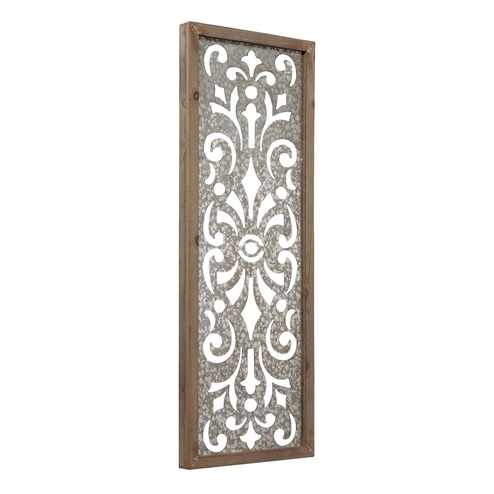 Farmhouse Galvanized Wall Decor, 12″ x 32″, Hanging Window Pane, Wood & Metal…