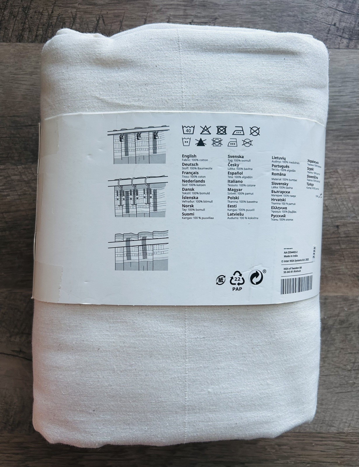 Ikea Curtains Lenda Ivory 100% Cotton Tie-Backs 55×98″ 905.592.01 2 Panels NEW