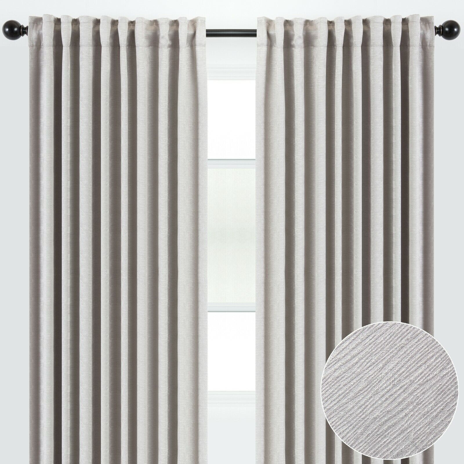 Chanasya 2 Panel Solid Embossed Elegant Texture Curtains 52 x 96 Grey Silver