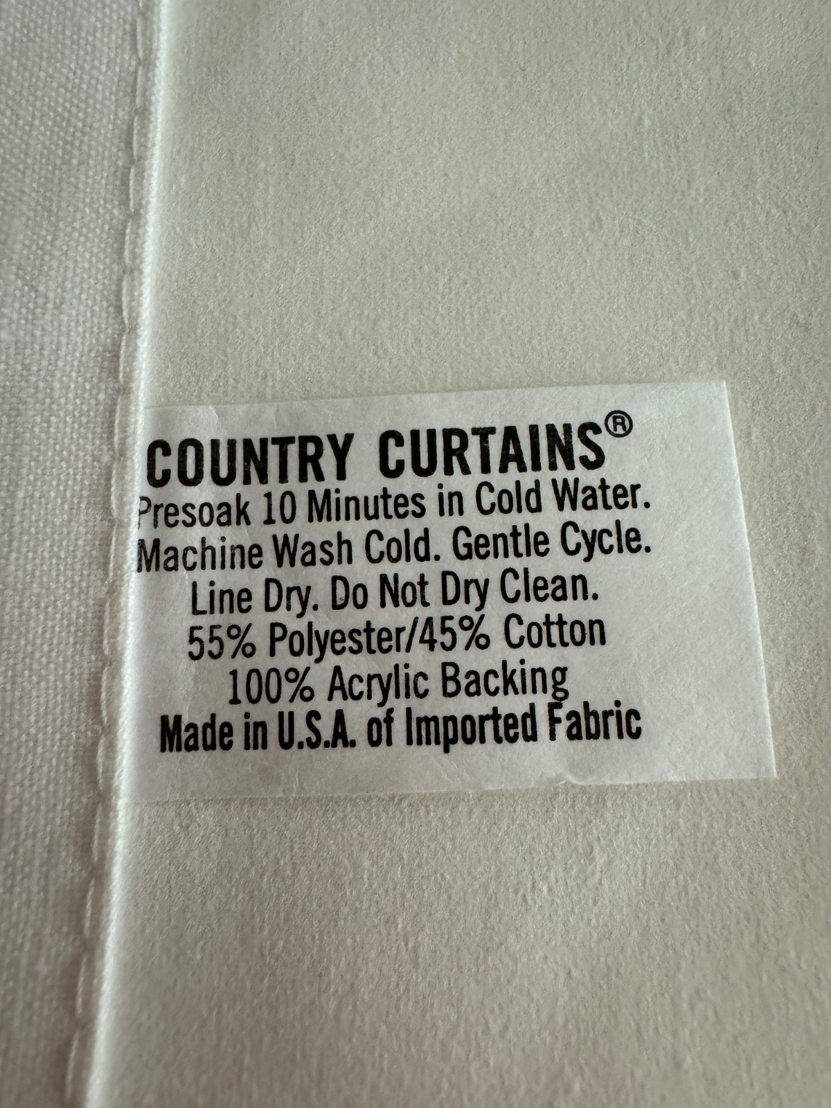 New ONE PAIR/SET Country Curtains Brand Tab Top Lined Drapes White 41×54 (x2)