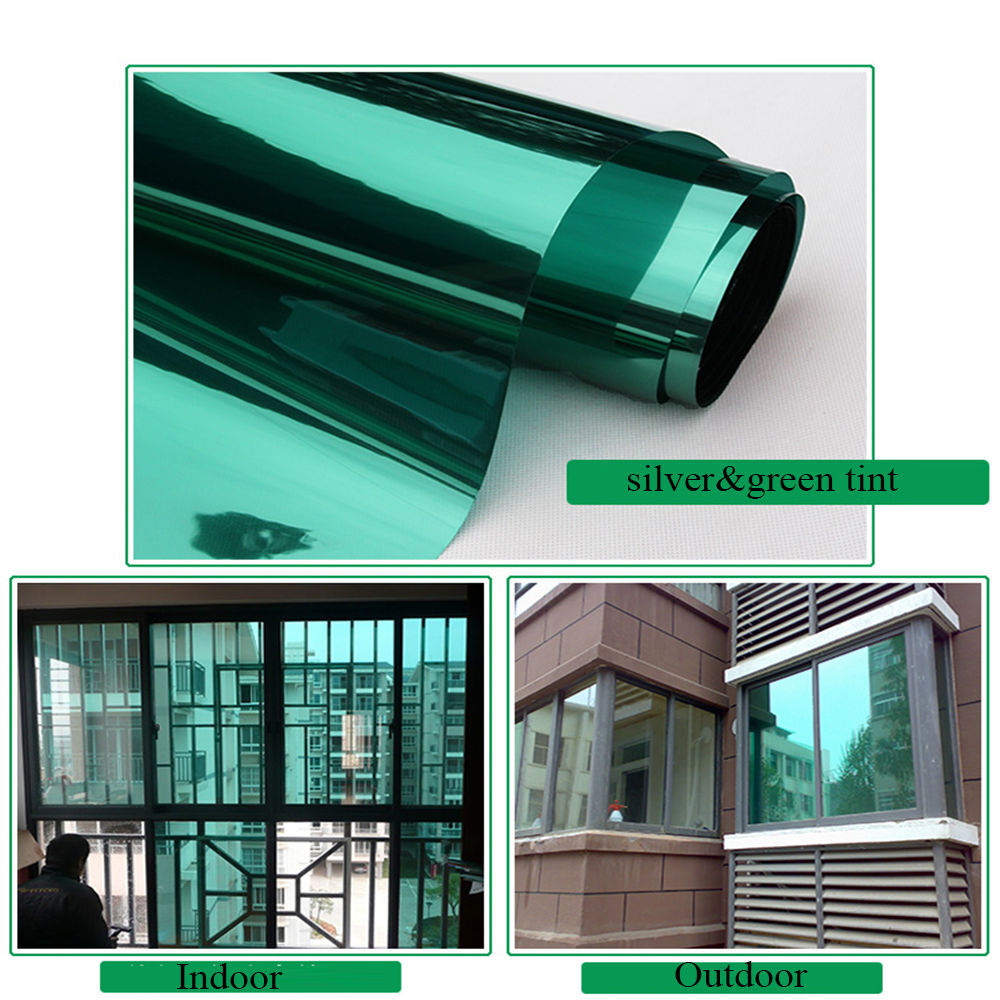 Green&silver Mirrored Window Film Window Glass Sticker Adhesive tint HOHOFILM