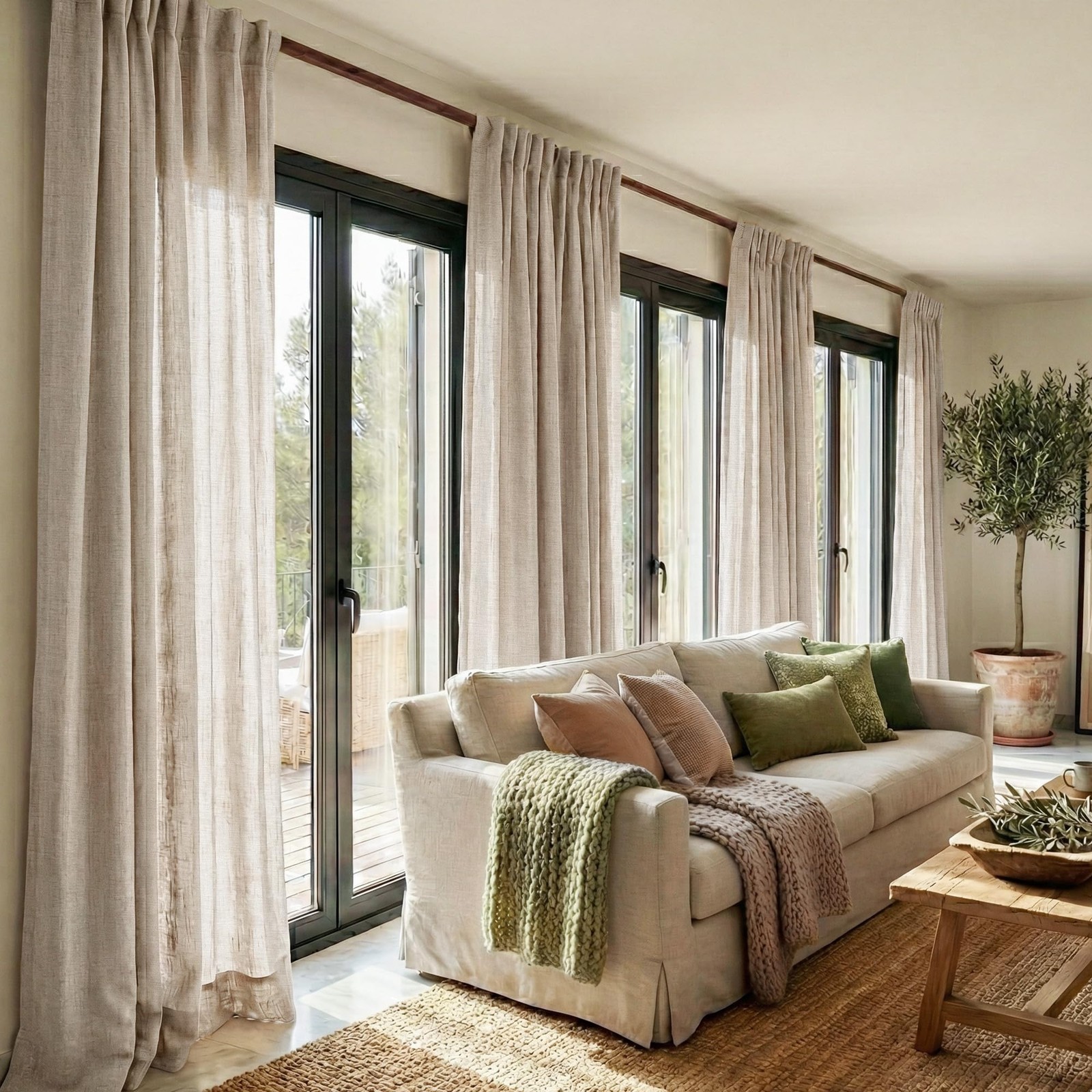 230 GSM Rich Natural Linen Blend Farmhouse Curtains 90 inches Long, Rod Pocke…