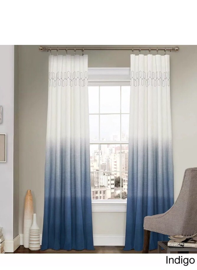 Vue Signature Arashi Ombre Indigo Blue Window Panel 63″L New