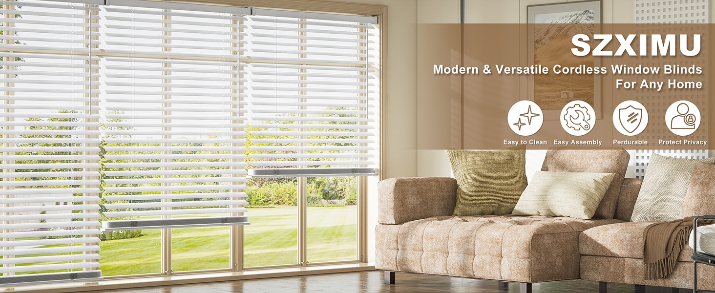 Window Blinds, 2” Cordless Blind for Indoor Windows, 35″ W X 64″ H Mini