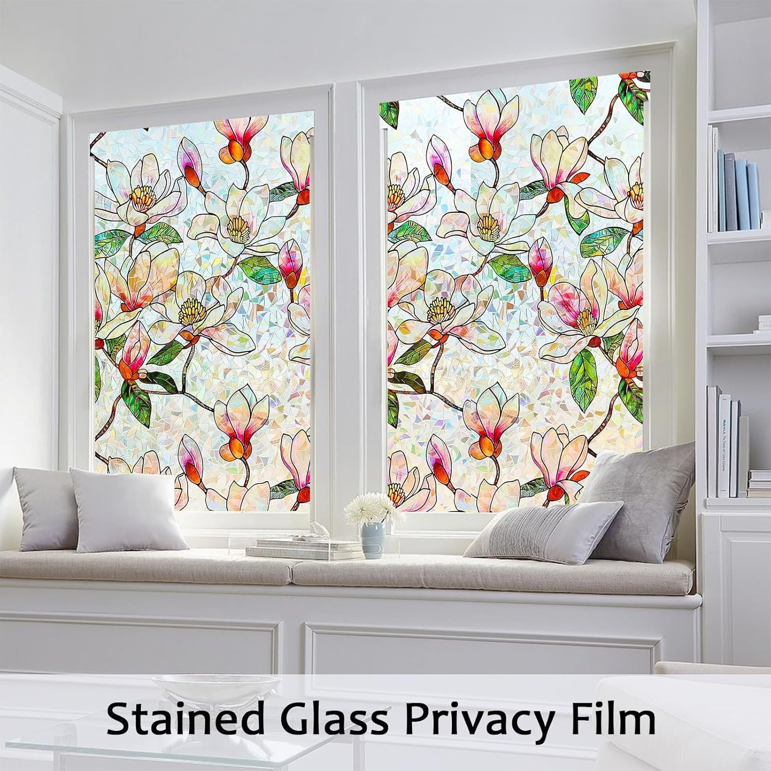 Stained Glass Window Film 17.5″x78.7″ Rainbow Privacy Static Cling Heat