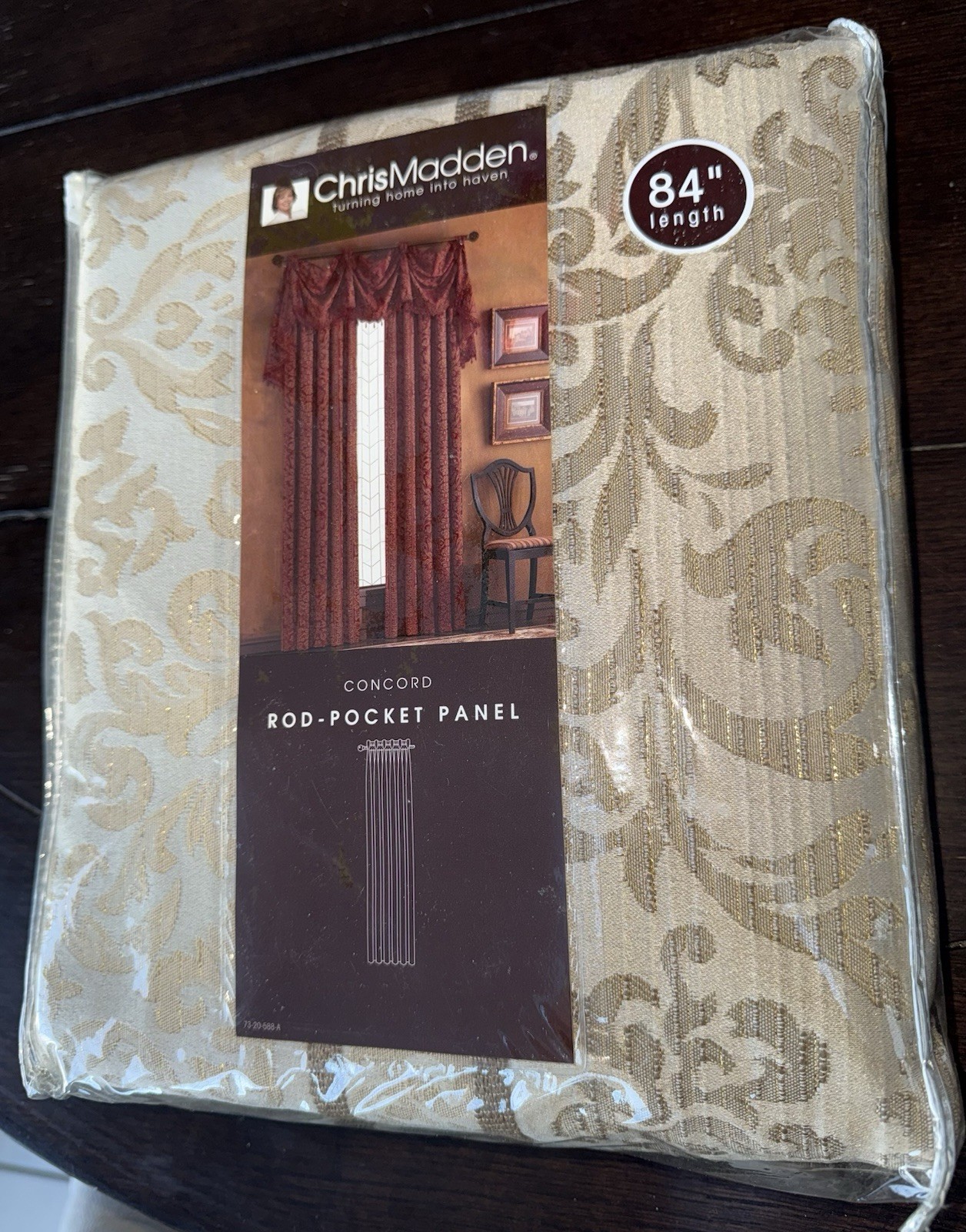 Chris Madden Concord Rod Pocket Panel Spa Linen Floral Polyester 54x84in Curtain